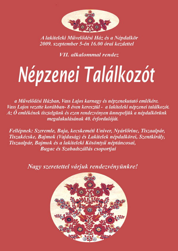 VII. Vass Lajos Népzenei Találkozó