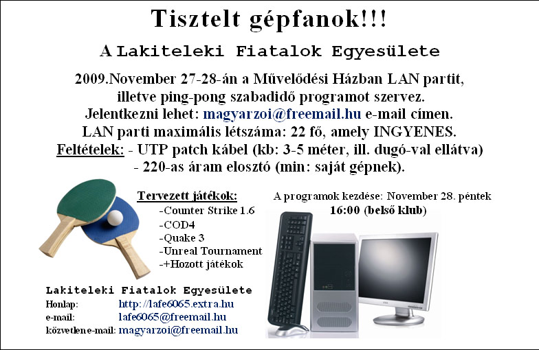 LAN Party + Ping-pong a Művházban