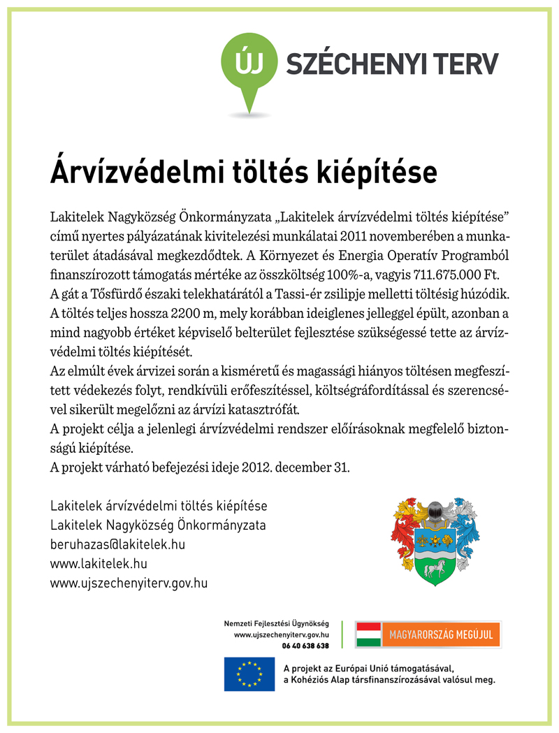 Lakiteleki Árvízvédelmi töltés kiépítése sajtóközlemény