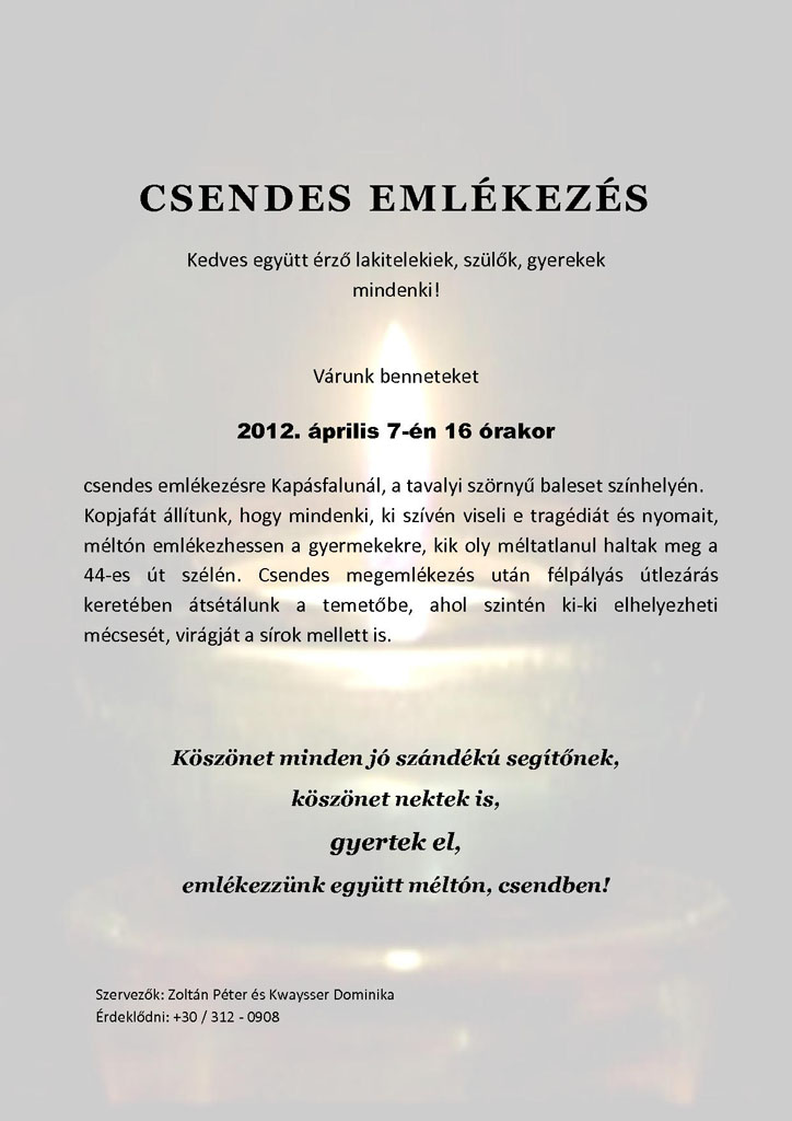 Csendes emlékezés a kapusfalusi gyermekekre