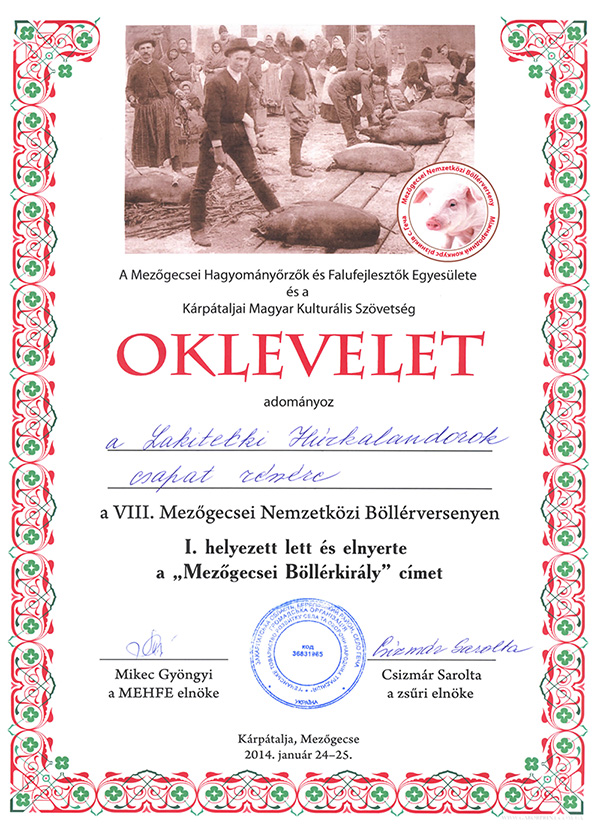 Lakitelek aranyérmes lett a nemzetközi böllérversenyen