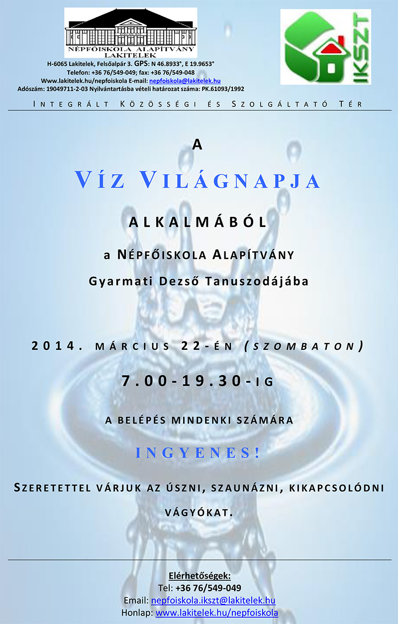 Ingyenes az uszoda a Víz Világnapján!
