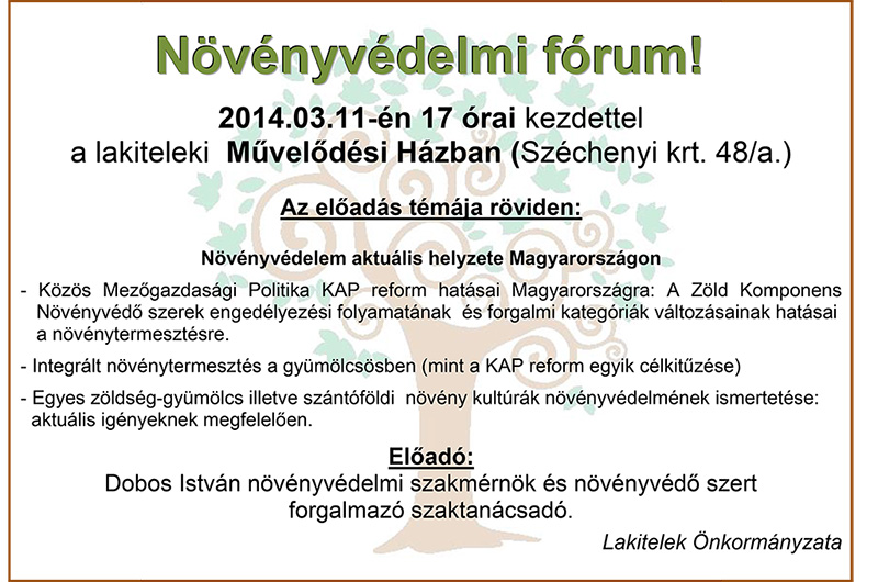 Növényvédelmi Fórum a Művelődési Házban
