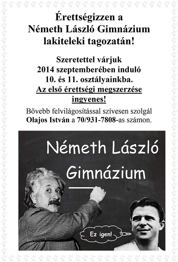 Érettségizzen a Németh László Gimnázium lakiteleki tagozatán!