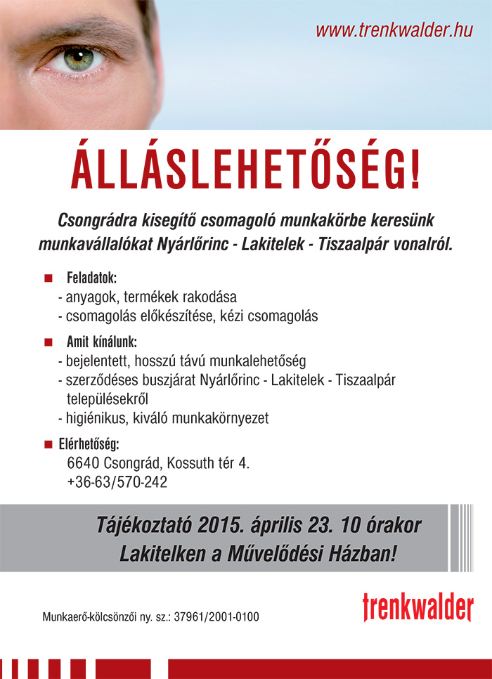 Álláslehetőség