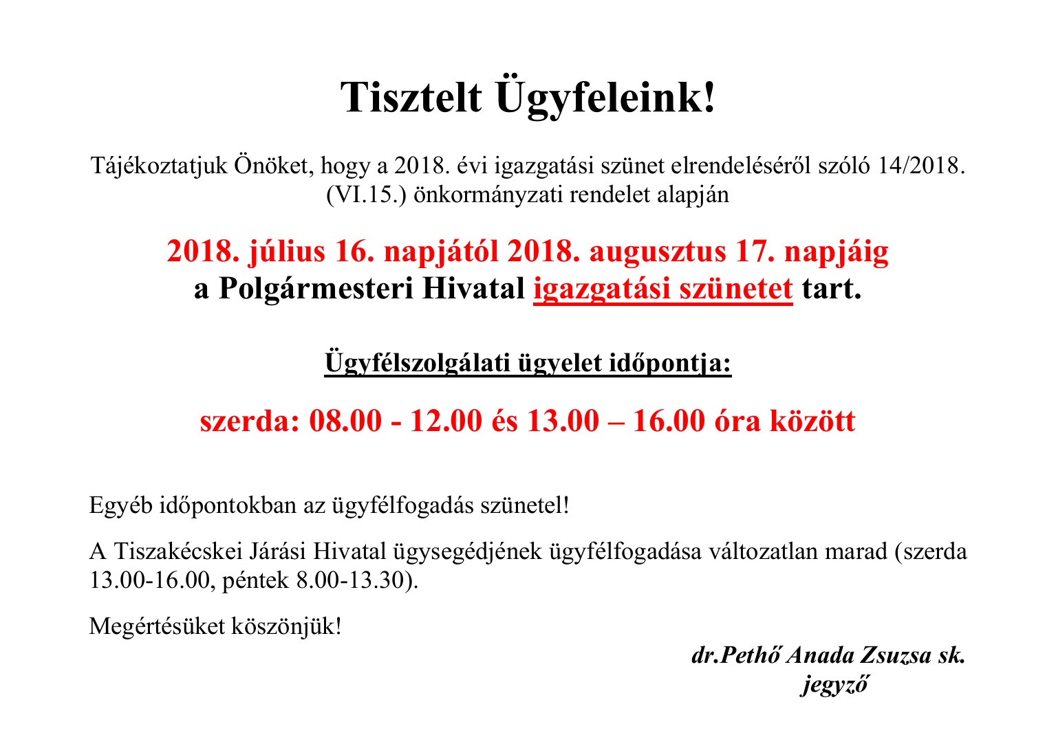 kozigazdatasi szunet
