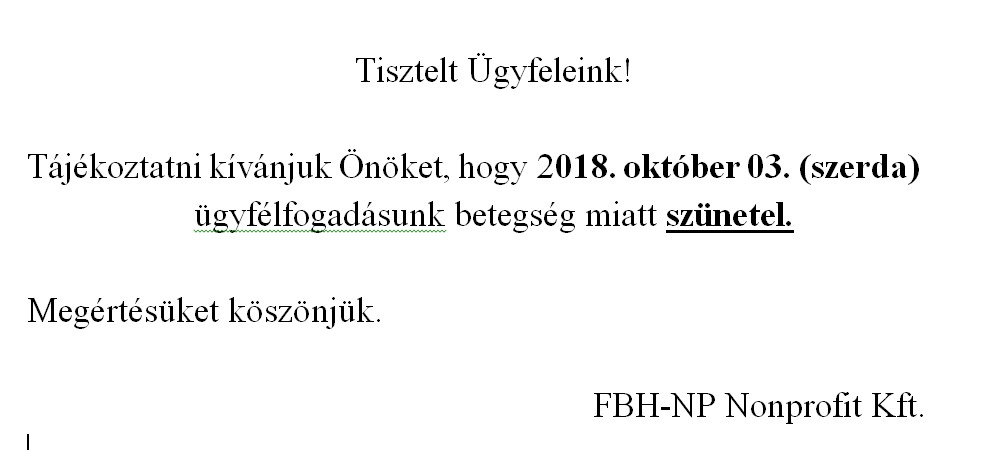 ugyfelfogadasi szunet