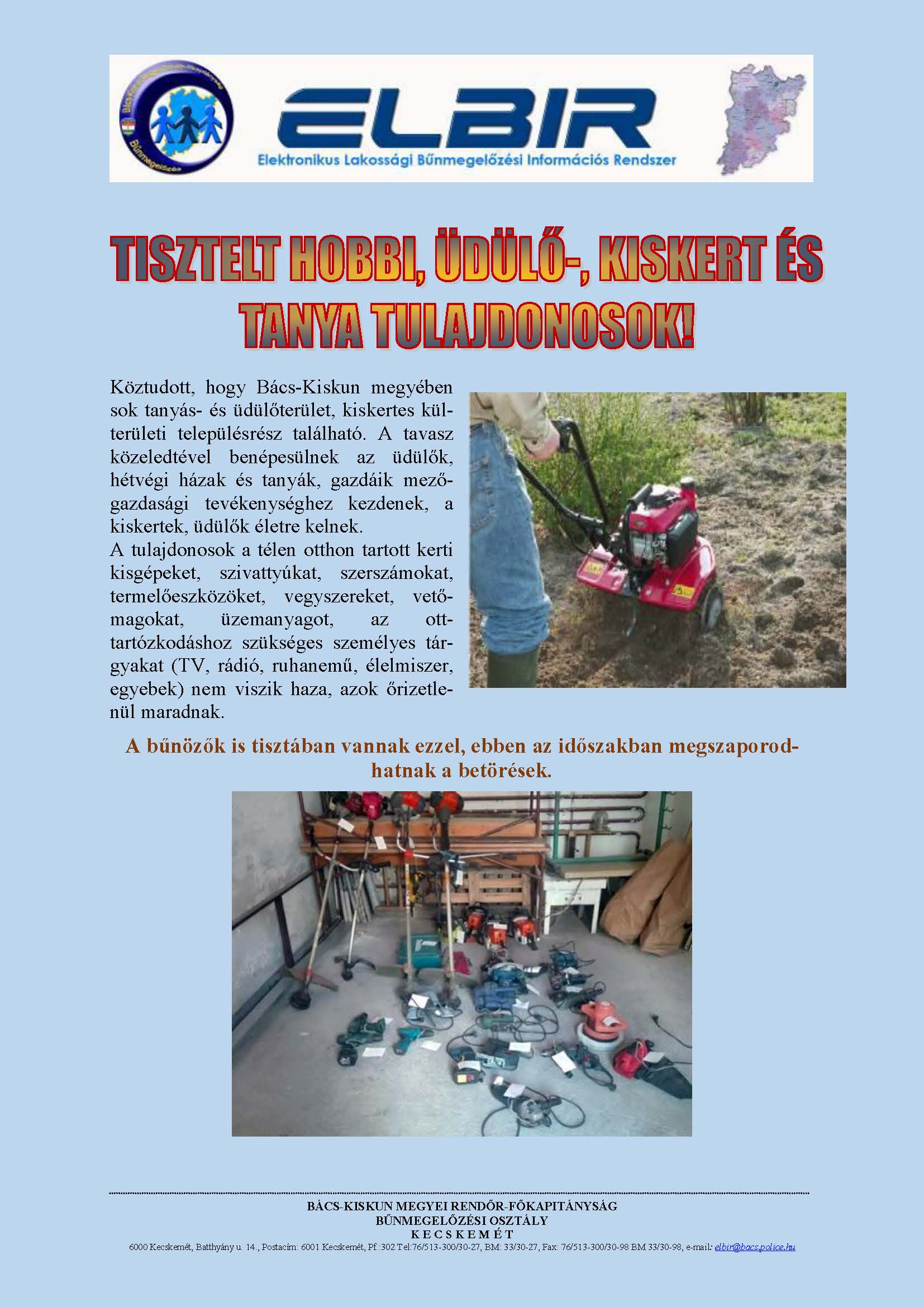 ELBIR rendszer hírei - Tavaszi kertek védelme