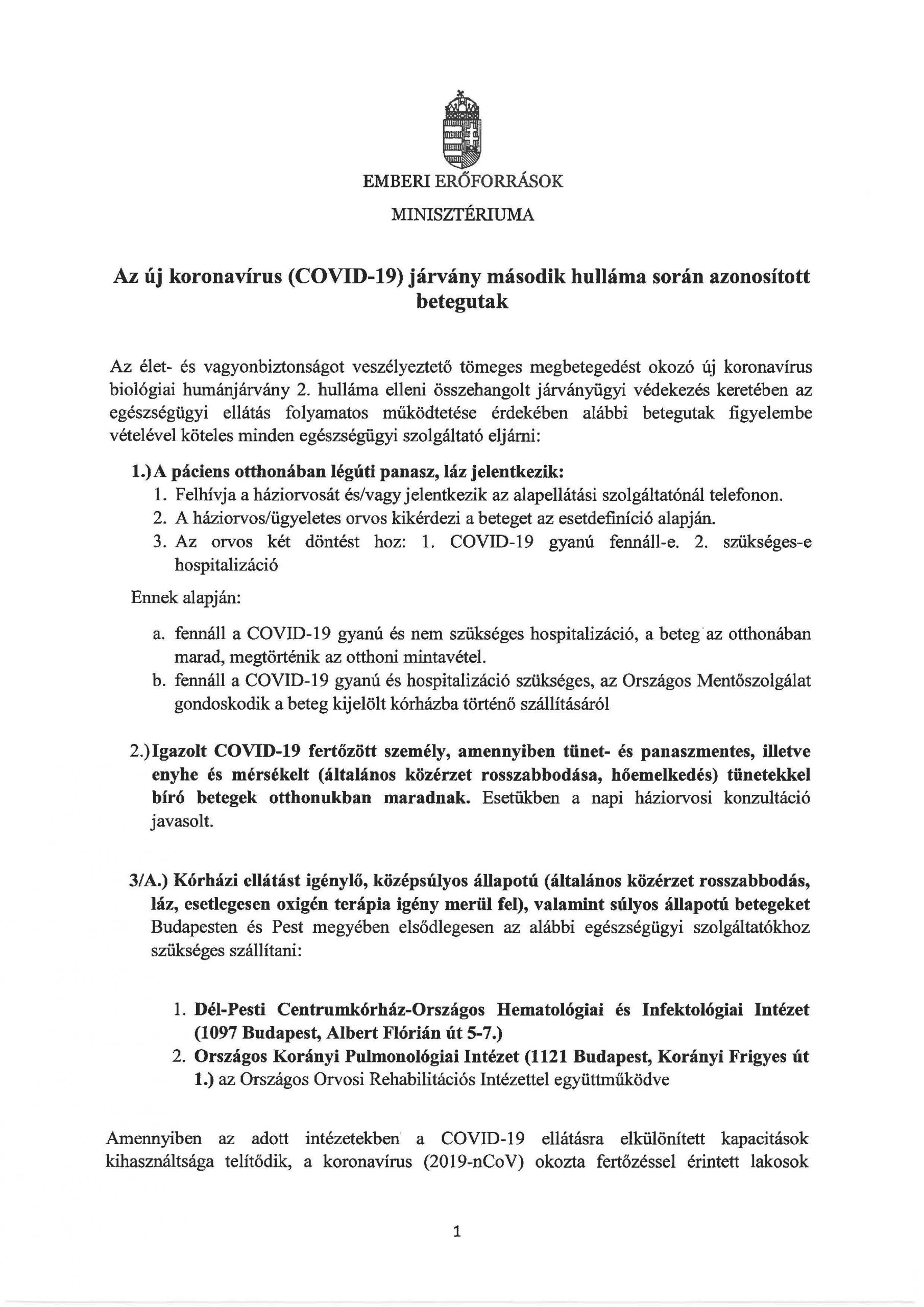 Az új koronavírus járvány második hulláma során azonosított betegutak