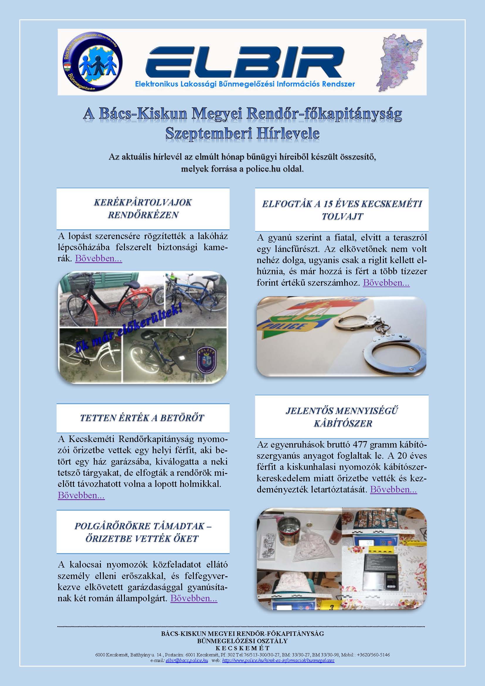 ELBIR rendszer hírei - 2021.09.17.