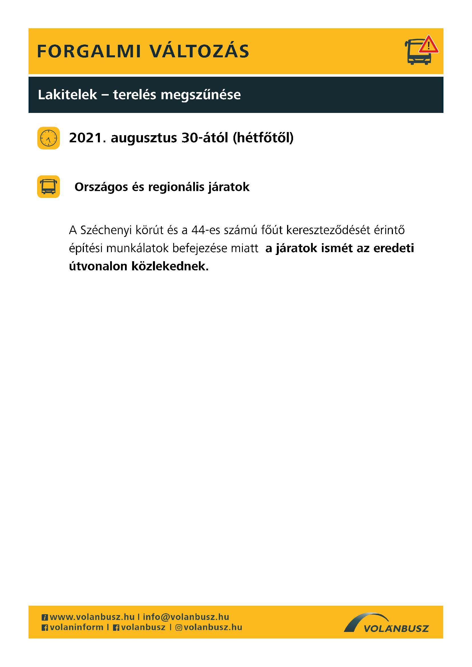 Tájékoztató a Volánbusz Zrt-től