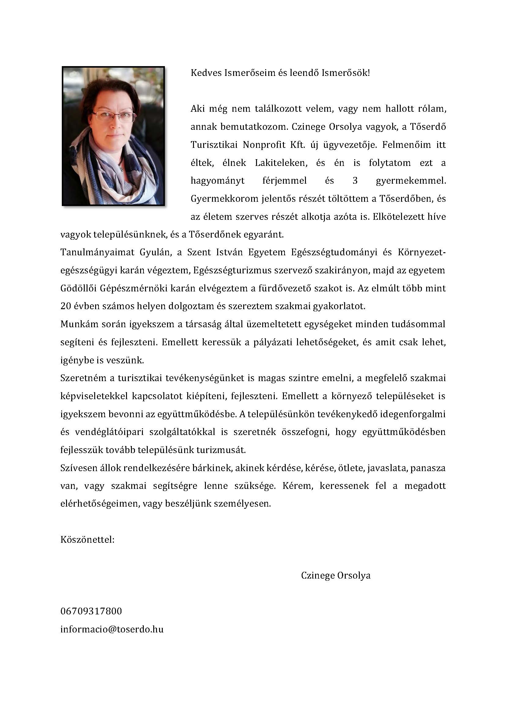 Czinege Orsolya bemutatkozás