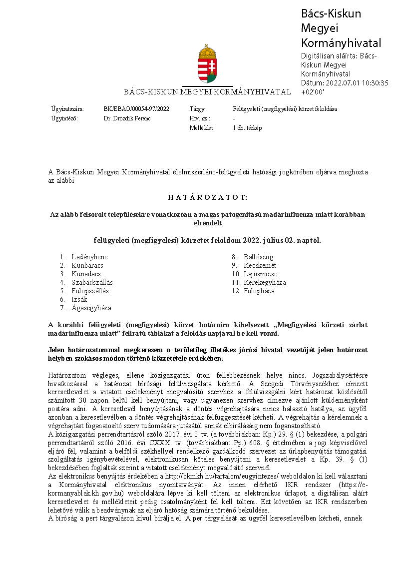 Megfigyelési feloldása 20220702