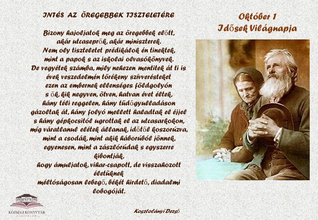 Október 1 Idősek világnapja
