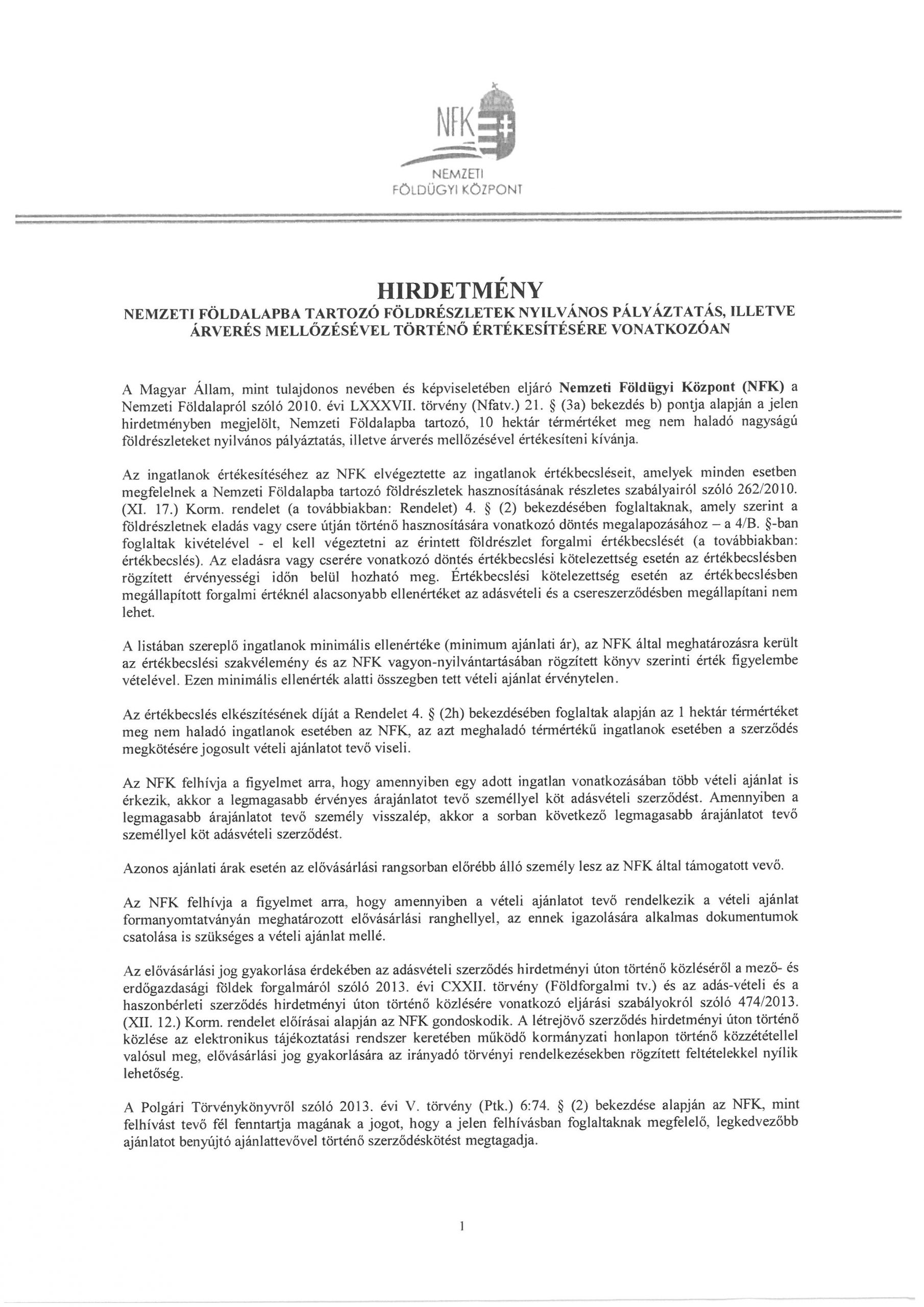 Hirdetmény 2022. V. ütem