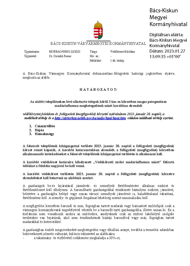 Védőkörzet feloldása 20230128