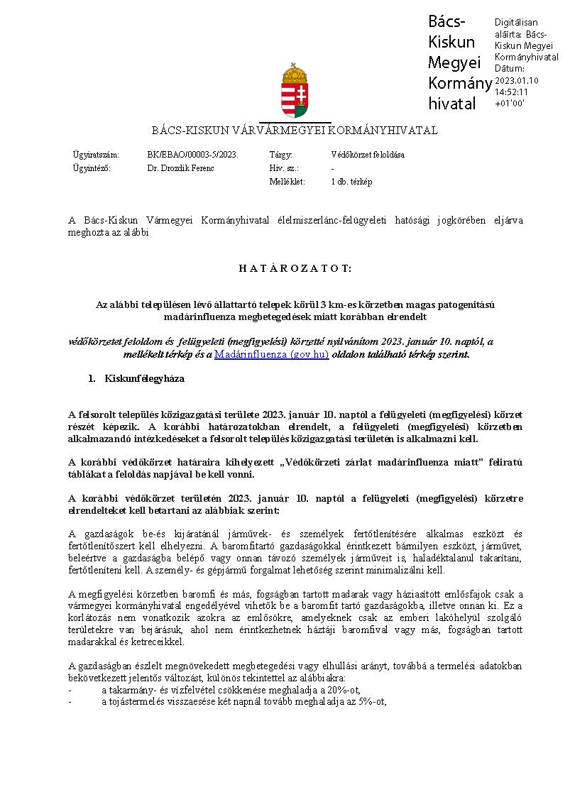 védőkörzet feloldása 20230110