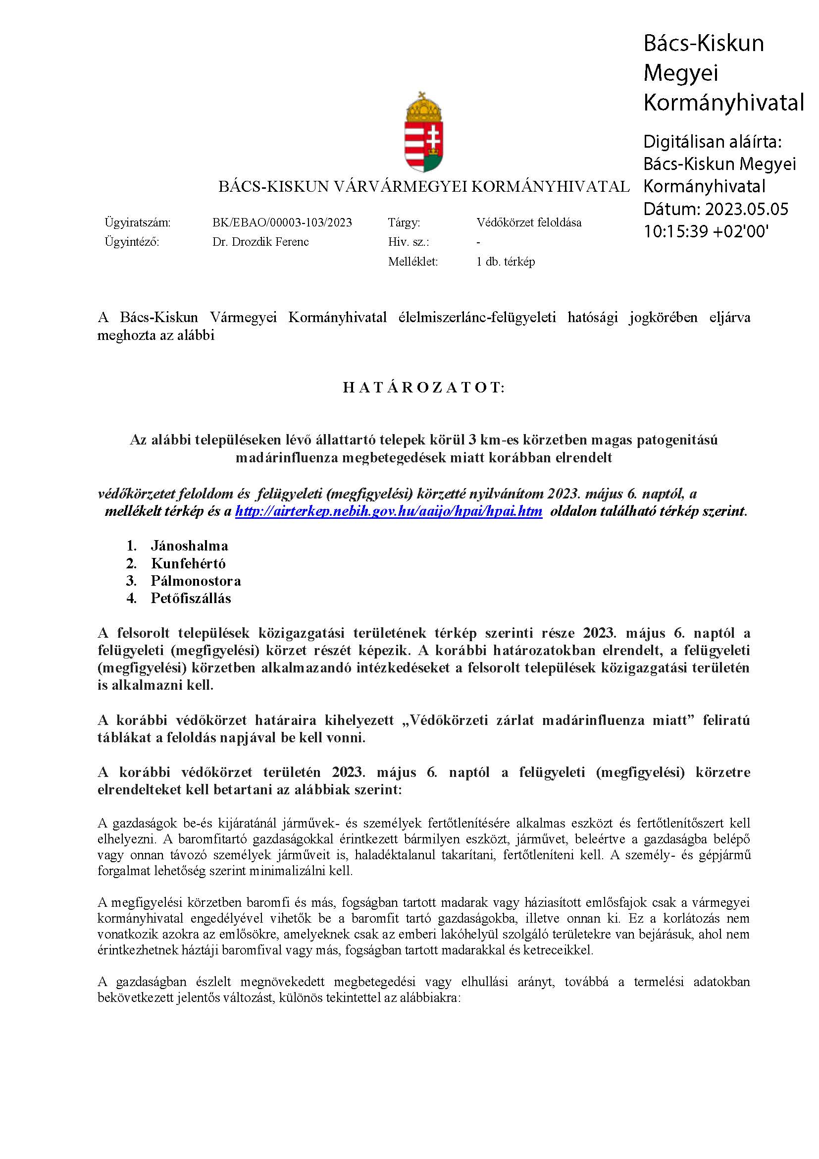védőkörzet feloldása 20230506