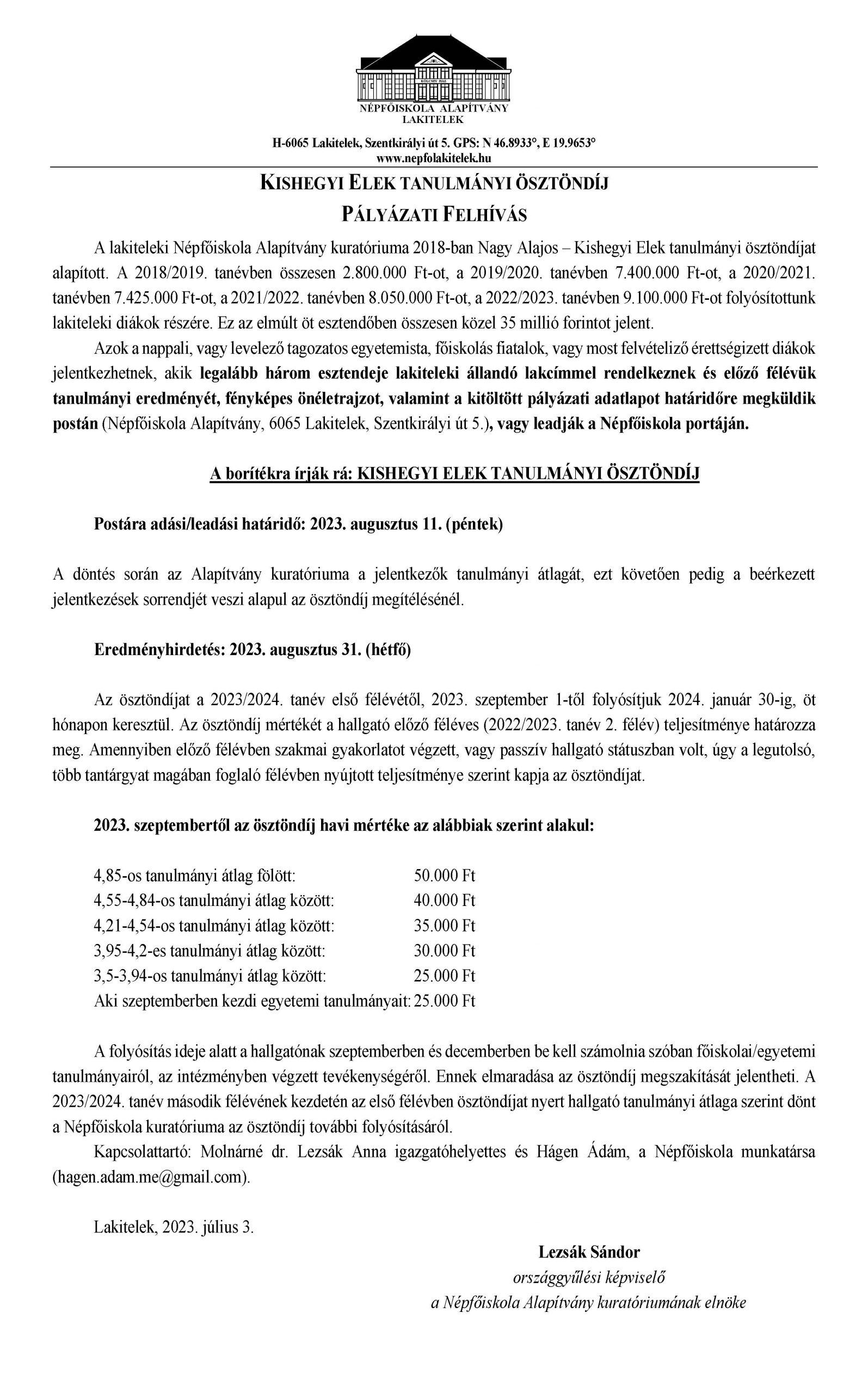 FELHÍVÁS KE 2023