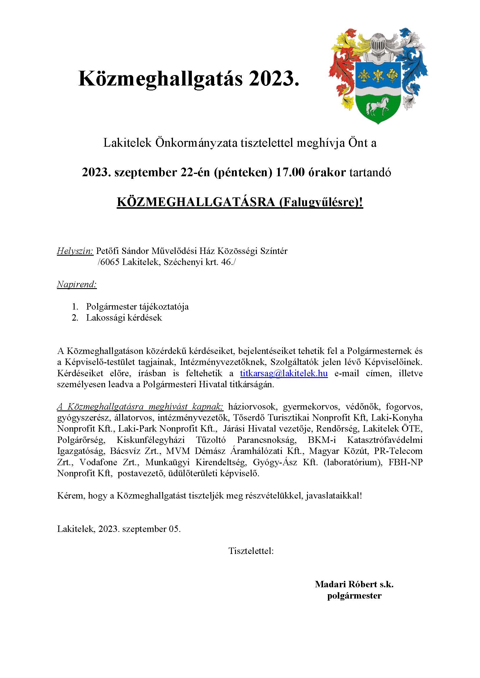 Falugyűlés meghívó 2023 09 22