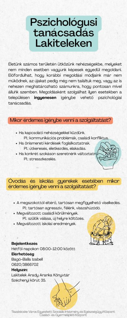 Pszichológusi tanácsadás Lakiteleken