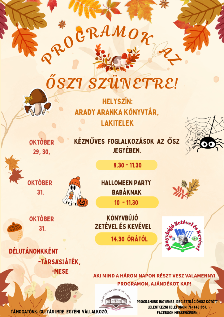 Őszi programok a Könyvtárban