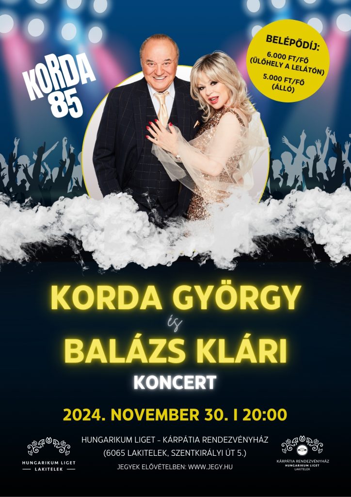 Korda György és Balázs Klári koncert a Hungarikum Ligetben