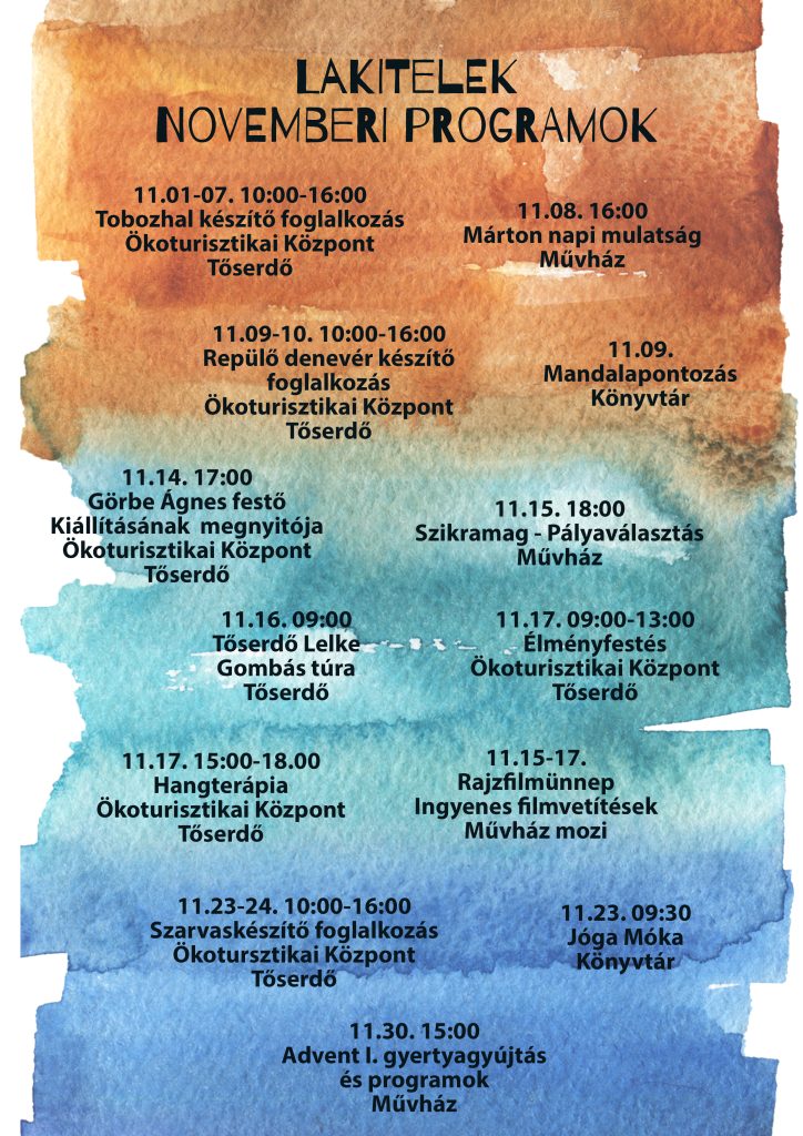 Novemberi programok Lakiteleken