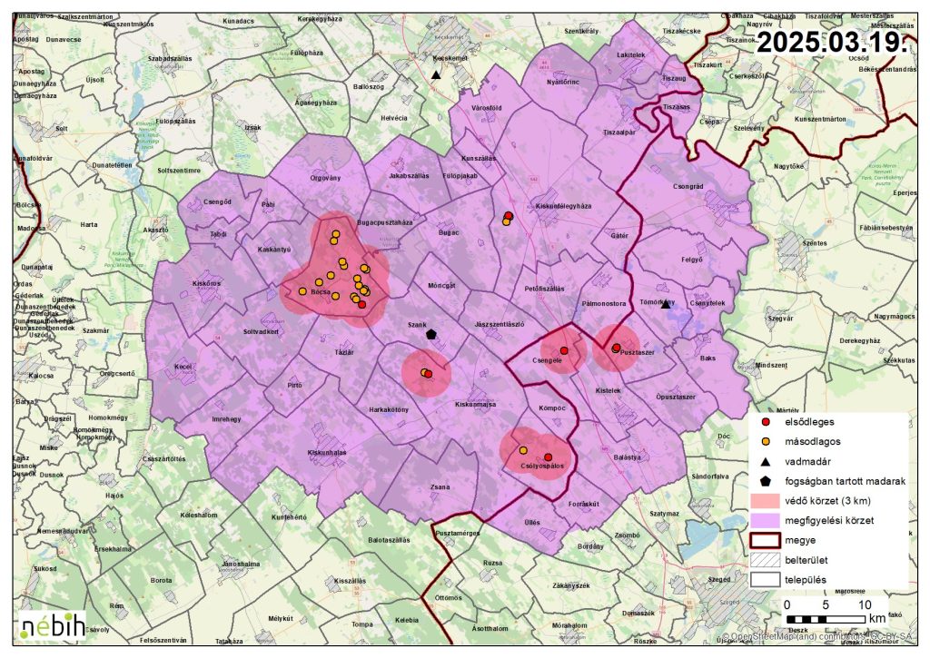 Madárinfluenza miatt elrendelt védőkörzet feloldása – 2025.03.19.
