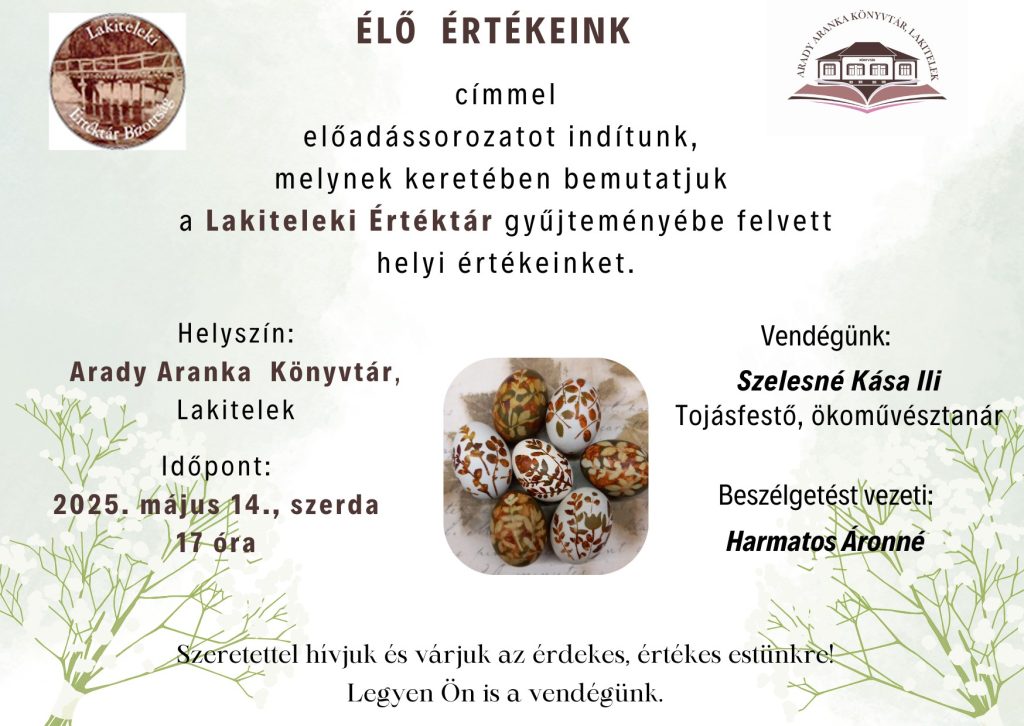 Élő Értékeink előadássorozat a Könyvtárban
