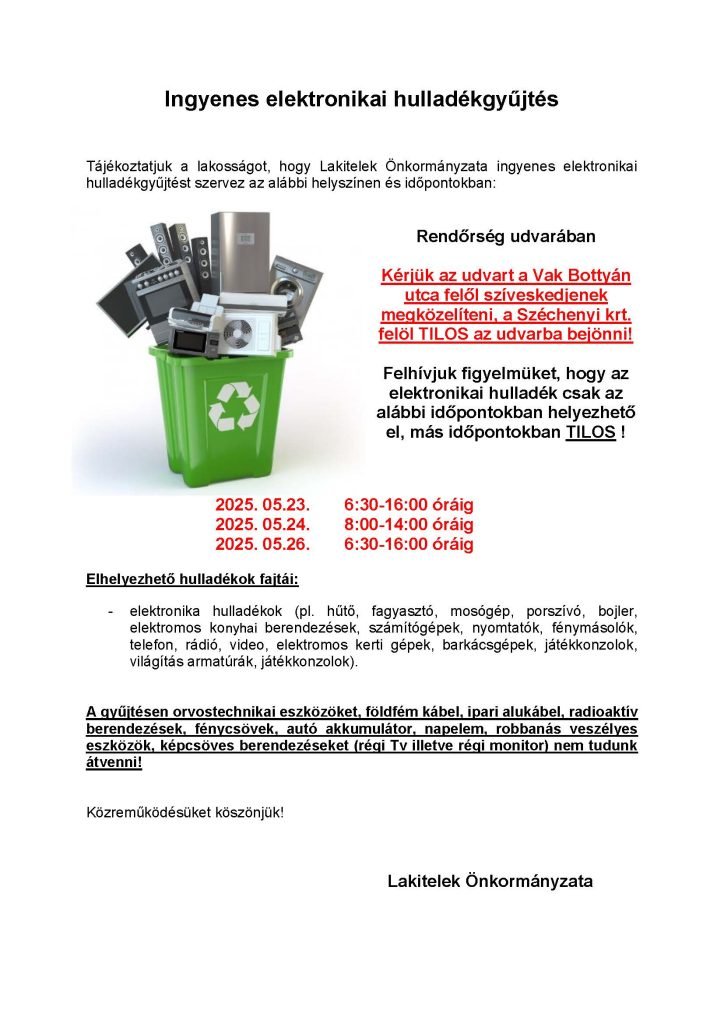 Ingyenes elektronikai hulladékgyűjtés