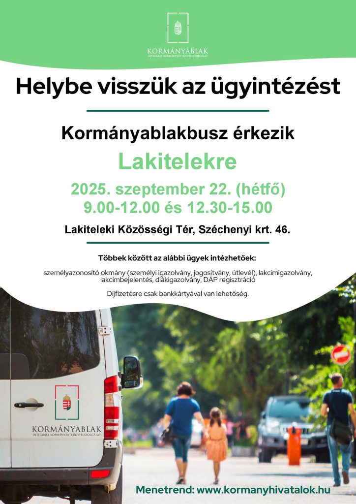 Kormányablak busz érkezik Lakitelekre