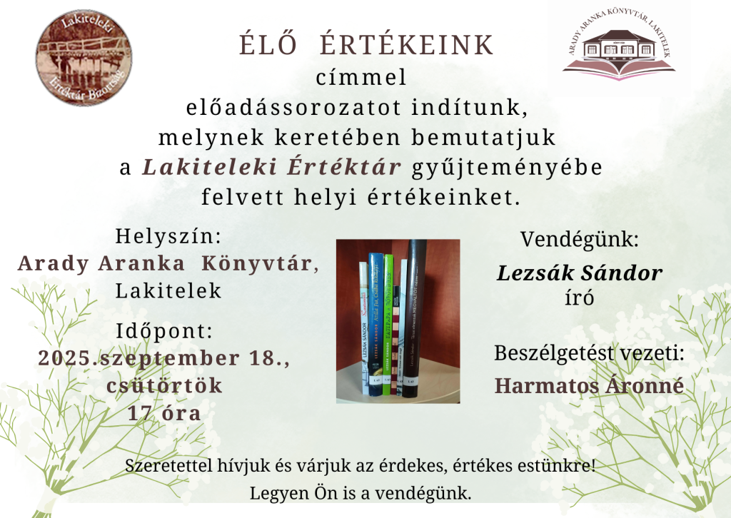 Élő értékeink előadássorozat a Könyvtárban
