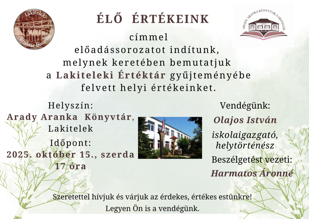 Meghívó az Élő értékeink következő előadására