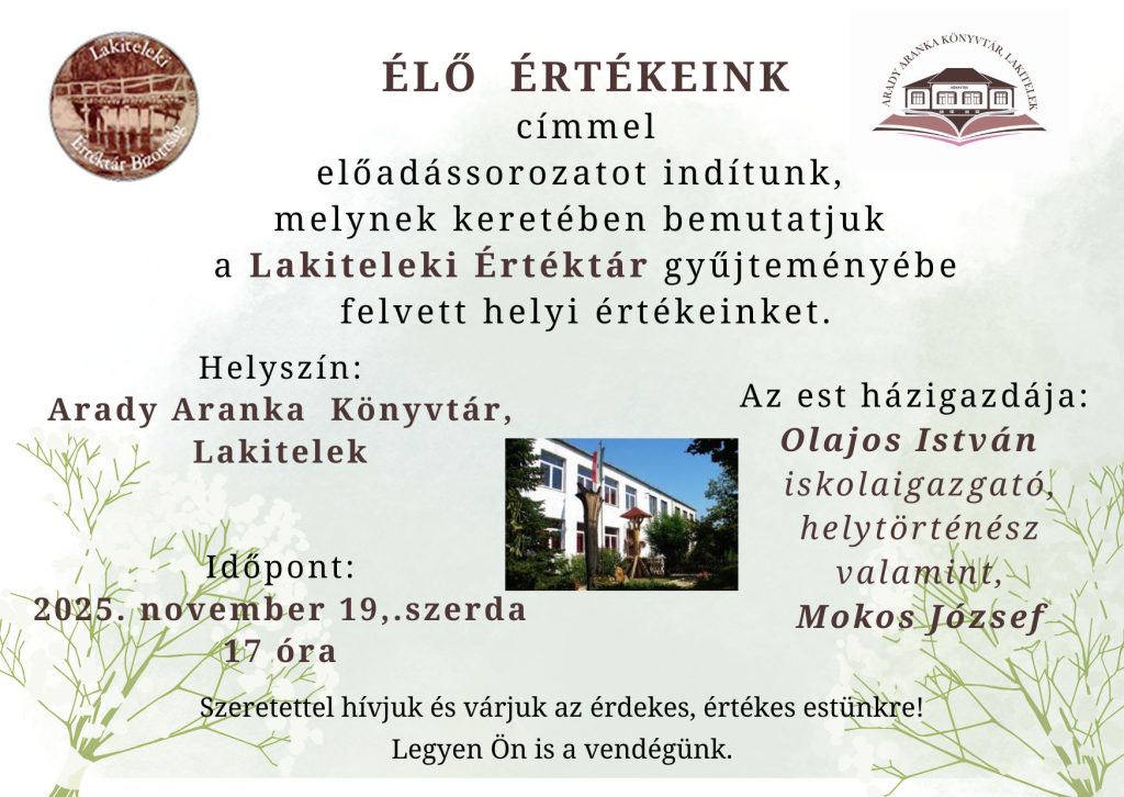 Élő értékeink előadás – 2025. november 19.