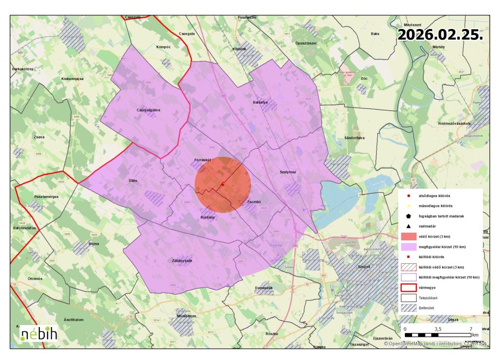 madárinfluenza térkép 20260226