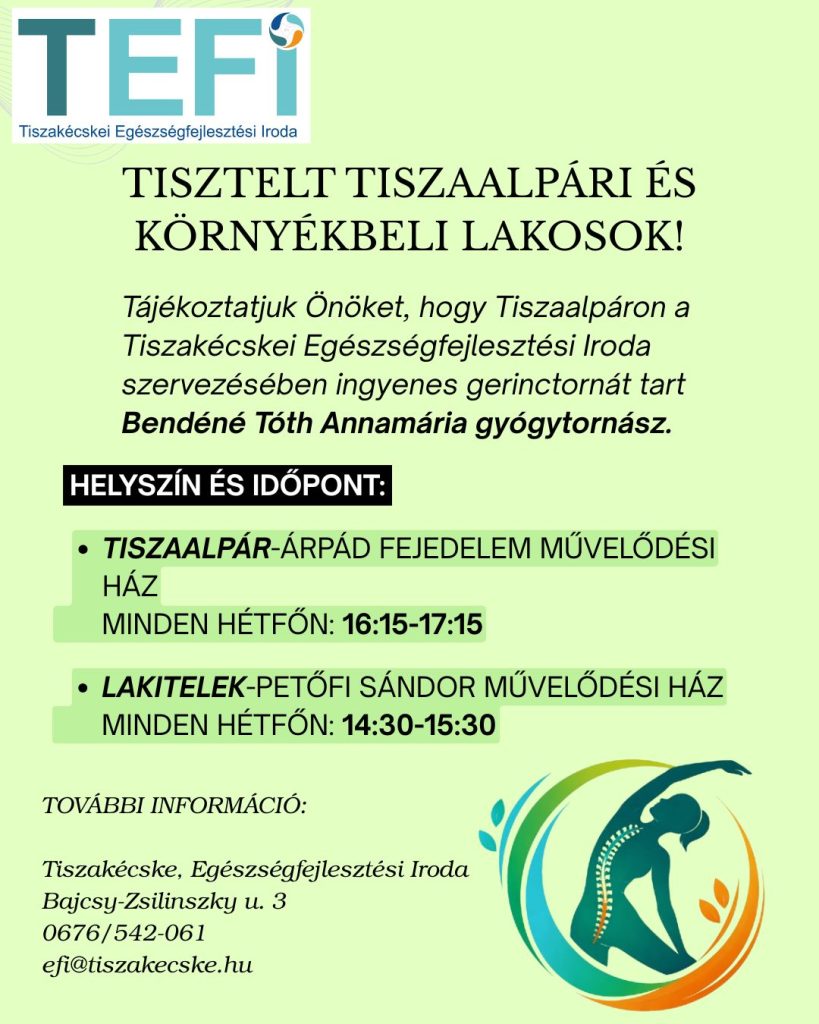 Márciusi programok a Tiszkécskei Egészségfejlesztési Iroda szervezésében