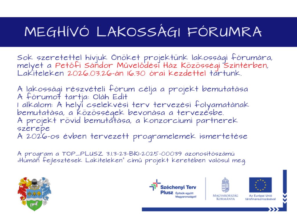Meghívó Lakossági Fórumra