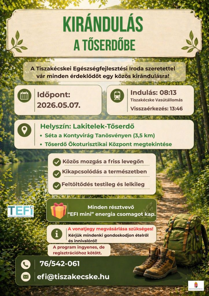 Májusi programok a Tiszakécskei Egészségfejlesztési Iroda szervezésében