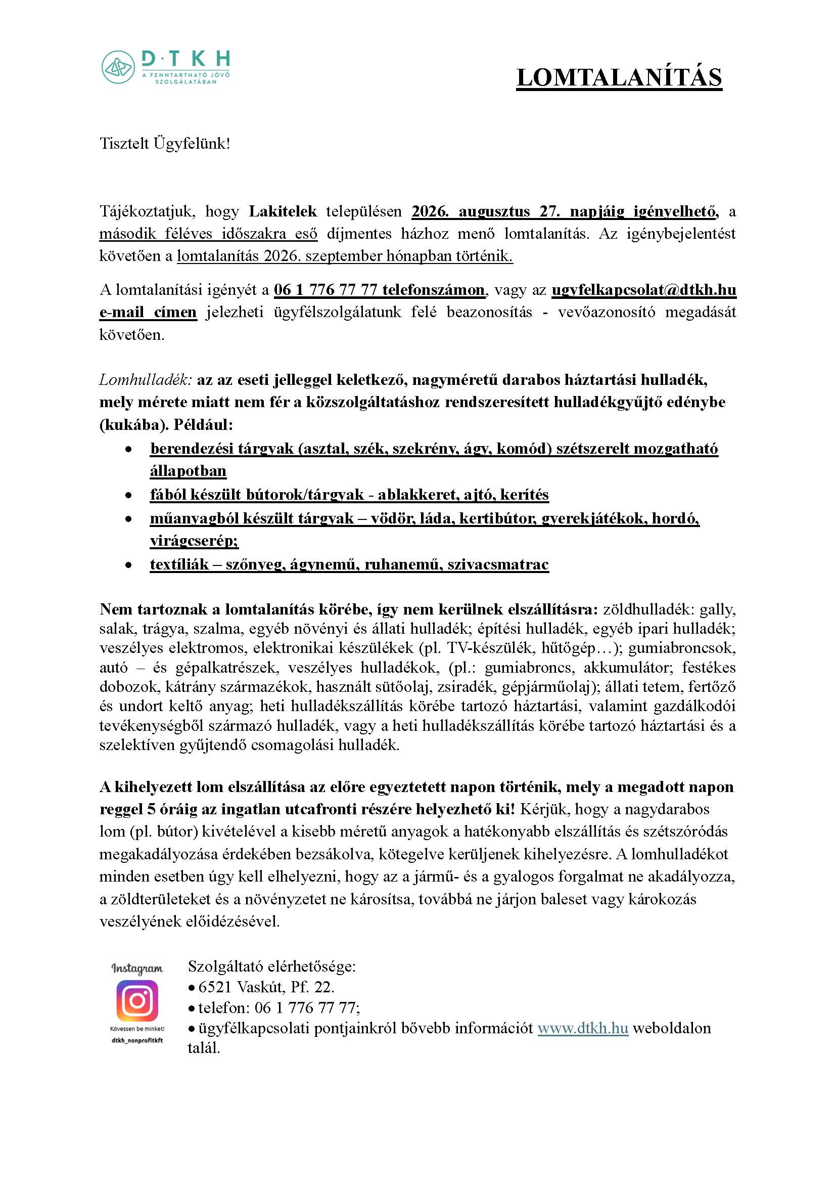 Lomtalanítás – 2026. II. félév