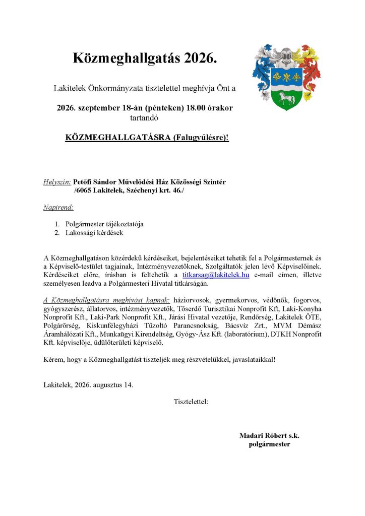 Közmeghallgatás 2026.