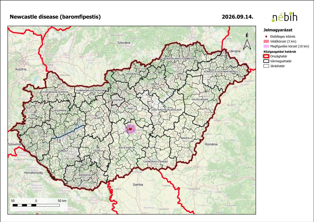 Baromfipestis miatt elrendelt felügyeleti- és védőkörzet – 2026.09.14.